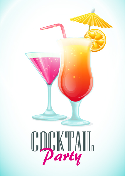 Simple cocktails party poster vector material 05 simple poster party cocktails cocktail   
