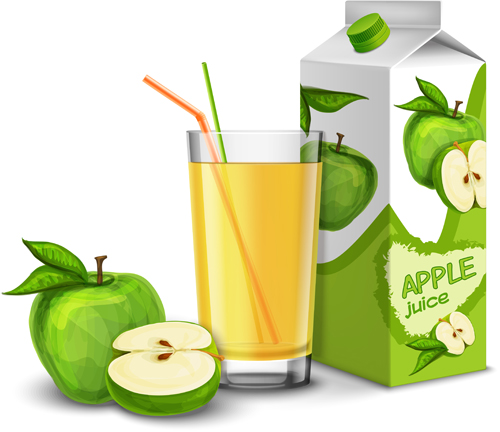 Juice with package and fruit vector set 01 package juice fruit   