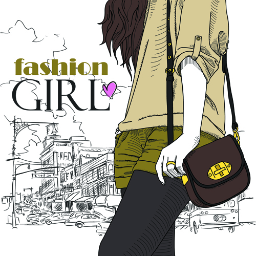 Set of Different Fashion Girl vector 05 girl fashion different   