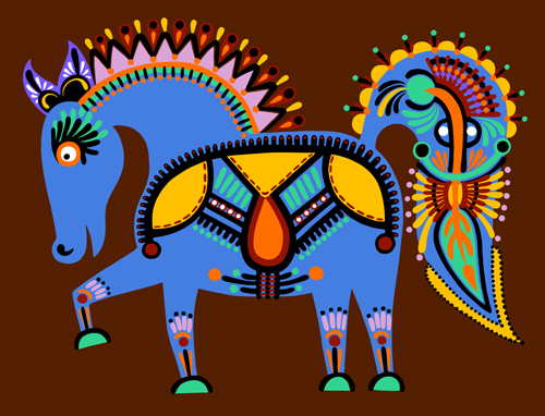 Ethnic style horses design elements 05 horses horse elements element design elements   