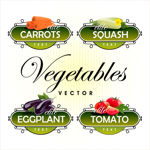 Fruit with vegetables labels design set 03 vegetables labels fruit   