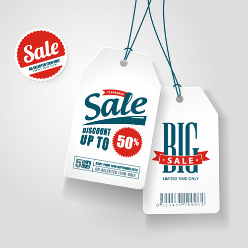 Discounts sale white tags vector white tags sale discount   