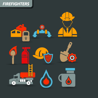 Vintage firefighters icons vector vintage tag icons icon Firefighter   