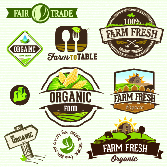 Organic food logos and labels vector 04 organic organ logos logo labels label   