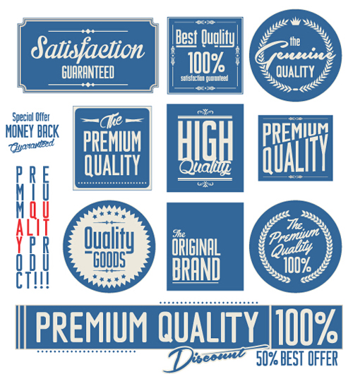 Vintage premium quality stickers and labels with banner vector 03 vintage stickers sticker quality premium labels label banner   