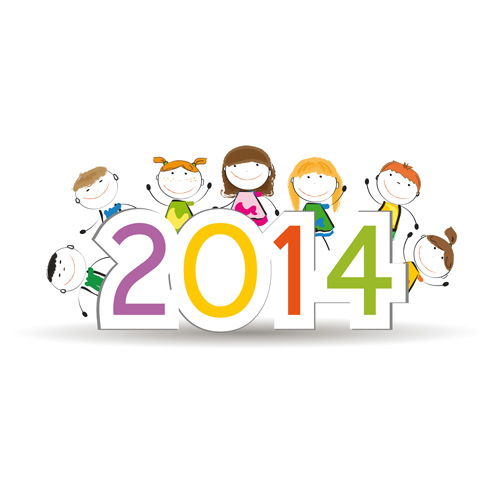 Child and New Year 2014 vector 01 new year child 2014   