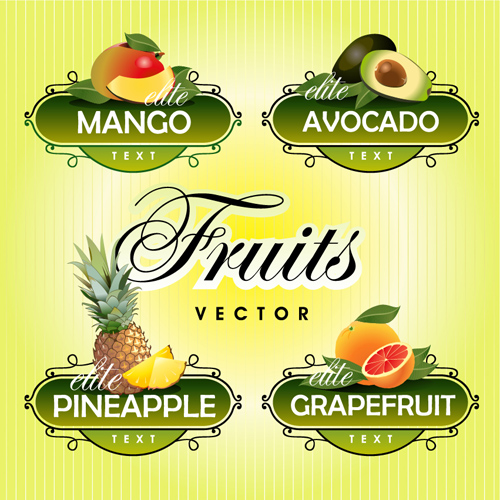 Fruit with vegetables labels design set 05 vegetables labels fruit   