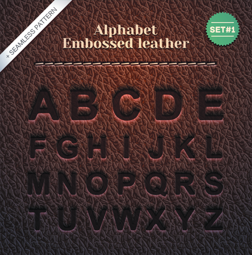 Set of Leather Alphabet vector 01 leather alphabet   