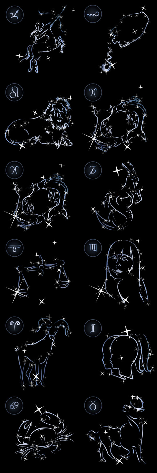 Elements of 12 constellations vector elements element constellations   