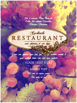 Flower restaurant menu cover vintage styles vector 07 Vintage Style vintage restaurant menu flower cover   