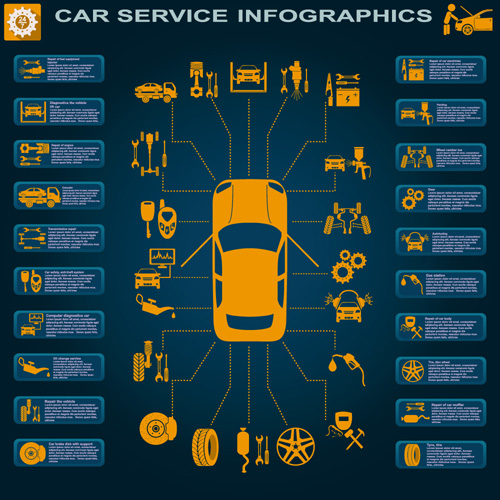 Creative car service infographics template vector 13 template infographic creative car   