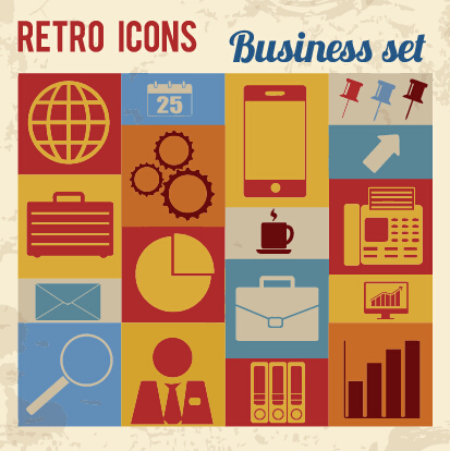 Retro icons business vector Retro font icons icon business   
