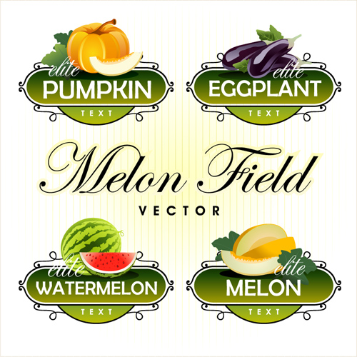 Fruit with vegetables labels design set 04 vegetables labels fruit   