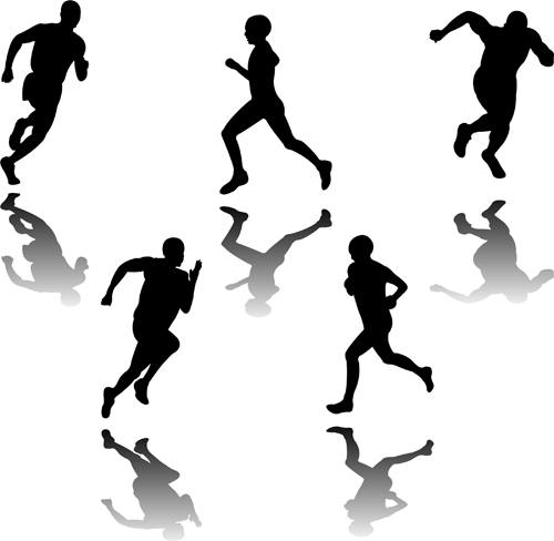 Set of Running elements people silhouette vector 05 silhouette running people elements element   