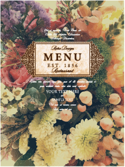 Flower restaurant menu cover vintage styles vector 06 Vintage Style restaurant flower cover   