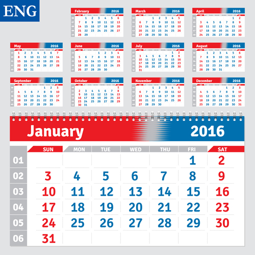 Desk calendar template 2016 vector material 04 template desk calendar calendar 2016   