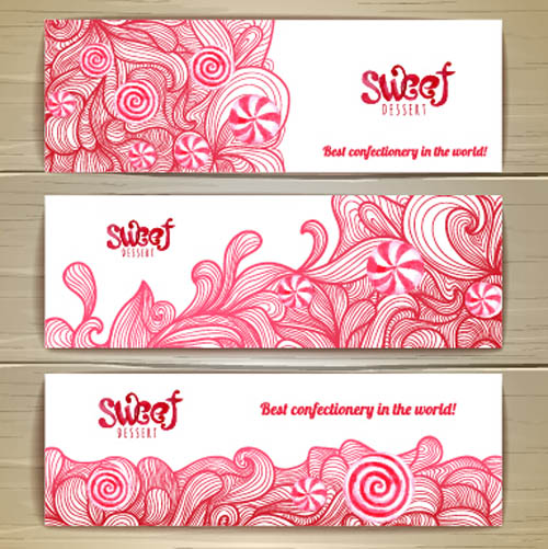 Sweet dessert banners vectors set 03 sweet dessert banners   