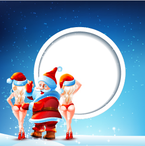 Blank round with santa background vector 02 sign santa background   