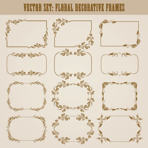 Vector set of floral decorative frames design 04 frames floral decorative frame decorative   