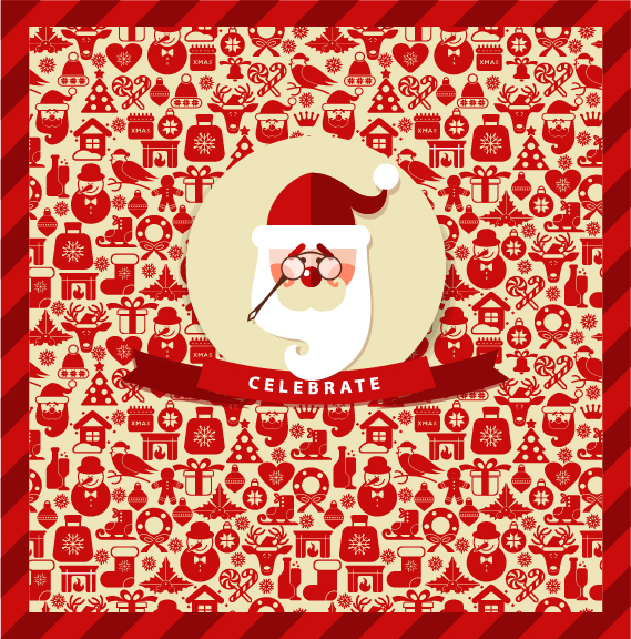 Christmas elements pattern with santa background 01 santa pattern element christmas background   