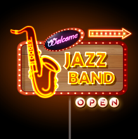 Neon sign jazz bar vector graphics 01 sign neon Jazz bar   