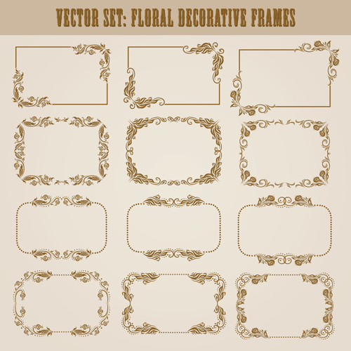 Vector set of floral decorative frames design 03 frames floral decorative frame decorative   