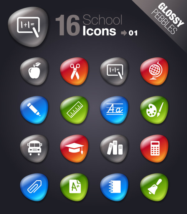 Glossy school icons button vector school icons icon glossy button   