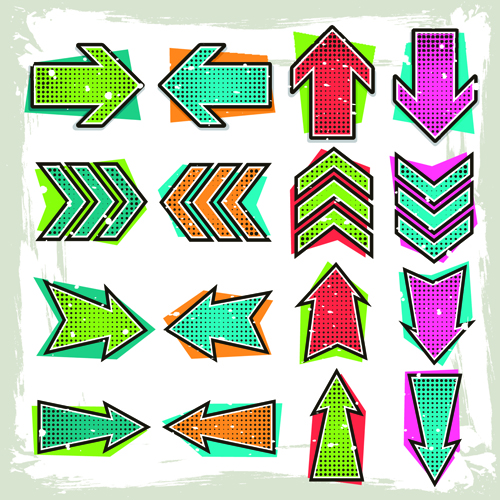 Set of modern arrows design vector material 06 modern arrows   