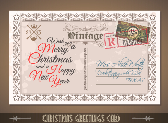 Vintage merry christmas postcard vectors tamplate 01 vintage postcard merry christmas christmas card vector card   