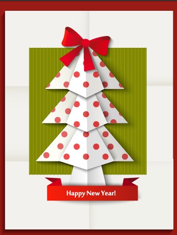2014 Christmas and New Year origami greeting card vector 01 year origami new year new greeting christmas card vector card 2014   