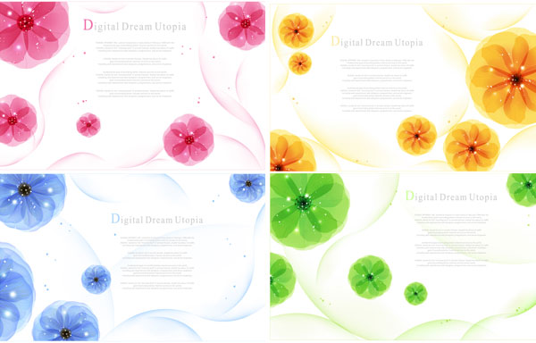 Lovely flowers elements vector graphics flowers cute background   