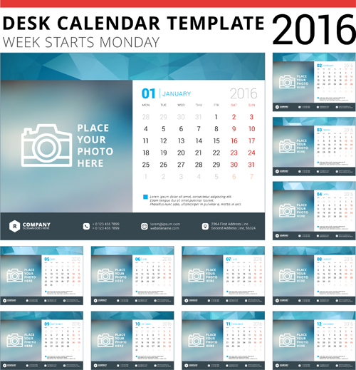 Desk calendar template 2016 vector material 05 material desk calendar desk calendar 2016   