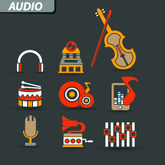 Vintage audio icons vector vintage tag icons icon   