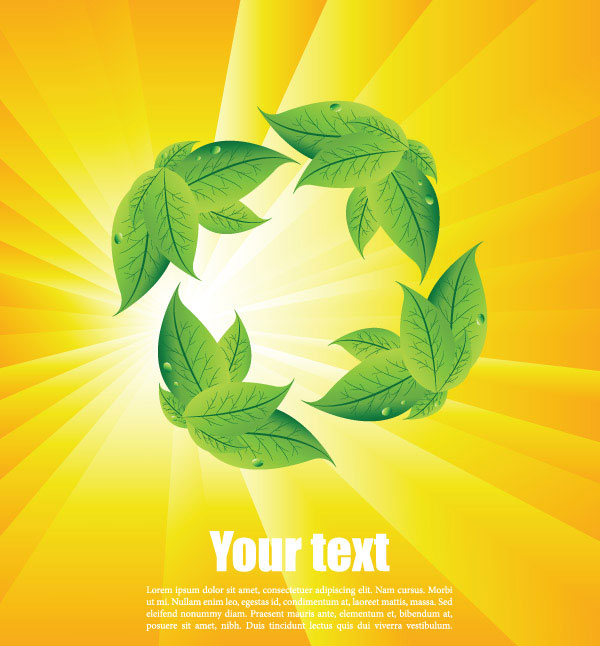 Summer sun and green leaves vector background set 04 sun summer leaves leave green   