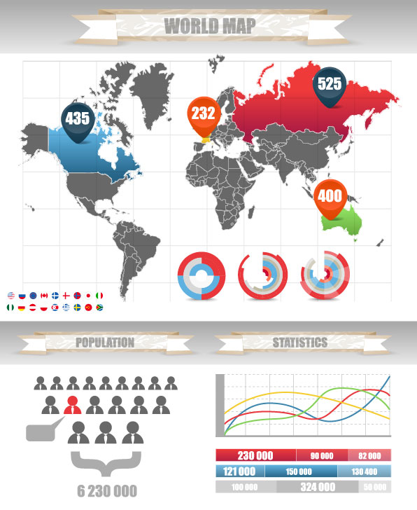 Set of infographics design elements vector 04 infographics elements element   