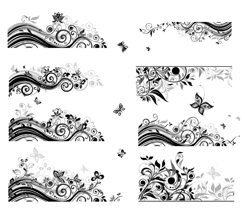 Floral border with butterflies design vector floral butterflies border   