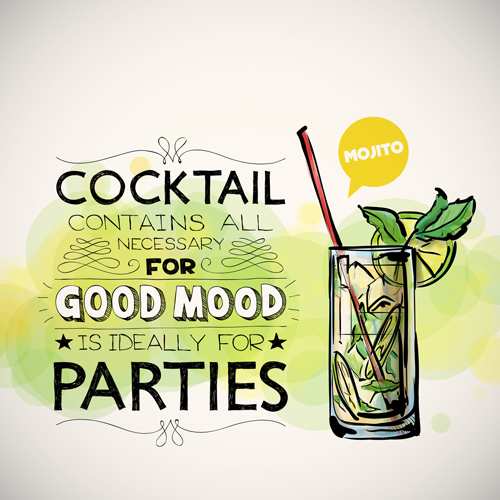 Cocktails parties hand drawing poster vector 02 poster parties Hand drawing cocktails   