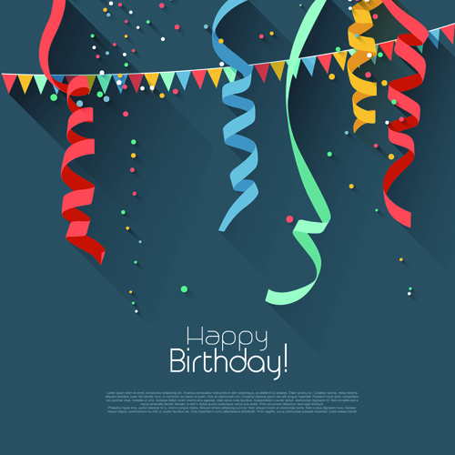 Colored confetti with happy birthday gray background vector 01 happy birthday happy colored birthday background vector background   