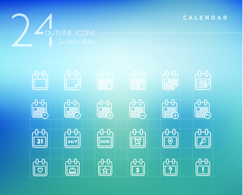 Outline icons calendar vector graphics outline icons calendar   