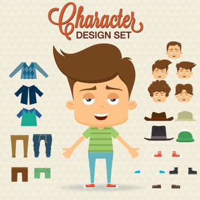 Cartoon character with elements vector elements element character cartoon   