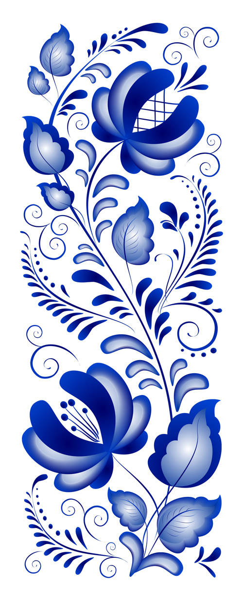 Beautiful blue flower ornaments design vector ornaments ornament flower blue beautiful   