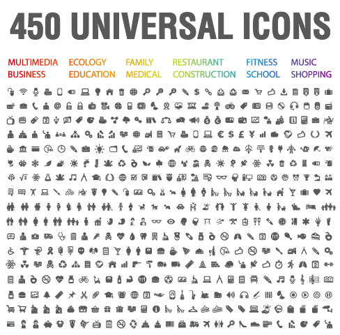 450 Kind universal icons vector set universal kind icons icon   