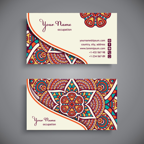 Ethnic decorative elements business card vector 12 ethnic decorative business card business   