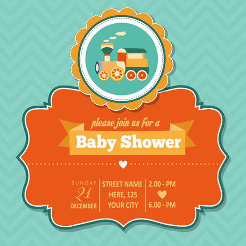 Vintage baby shower Invitation cards vector 08 vintage shower invitation cards invitation baby   
