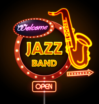 Neon sign jazz bar vector graphics 02 sign neon Jazz bar   
