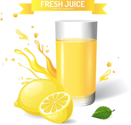 Fresh lemon juice creative design vector lemon juice fresh creative   