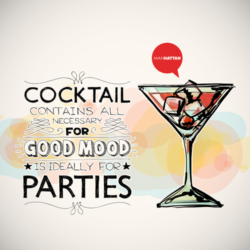 Cocktails parties hand drawing poster vector 03 poster parties Hand drawing cocktails   