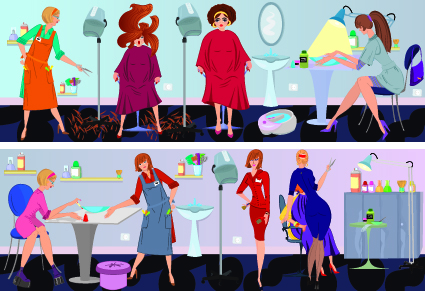 Beauty salon workers design vector 01 worker salon beauty salon beauty   