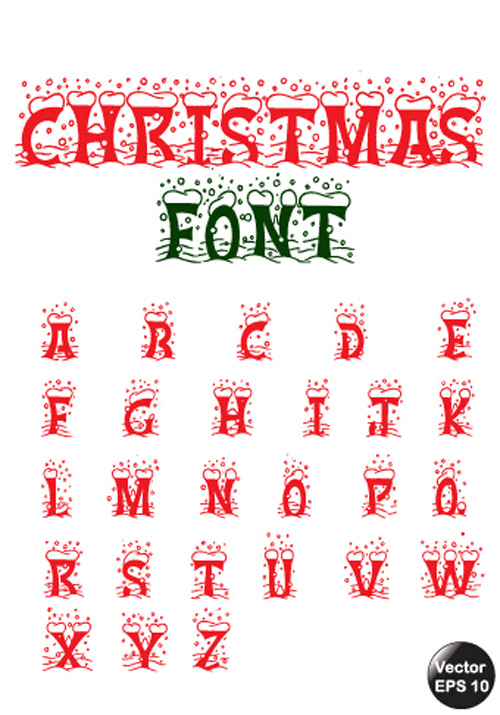 Christmas red snow fonts vector   