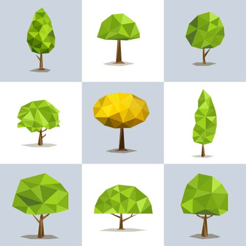 Geometric shapes tree vector illustration 03 tree shapes illustration geometric   